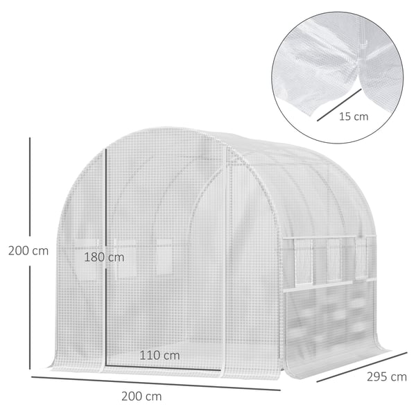 Drivhus Tunnel, 295x200x200 cm, Hvid