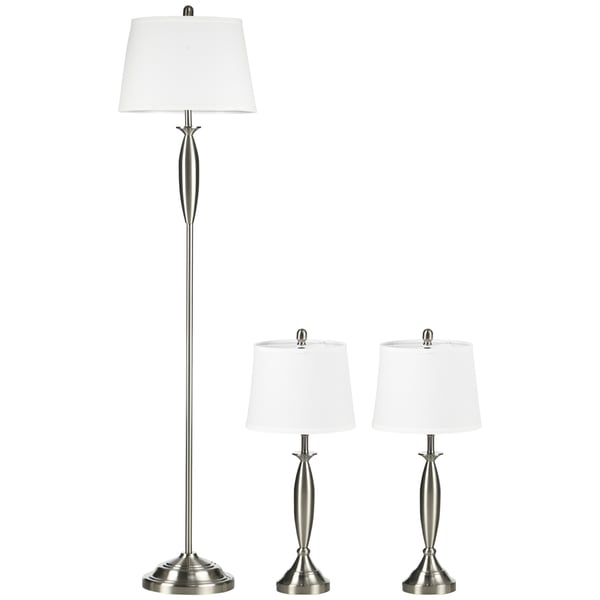Lamppaket, 3-delars golvlampa och 2 bordslampor, 38x162 cm, silver och vit