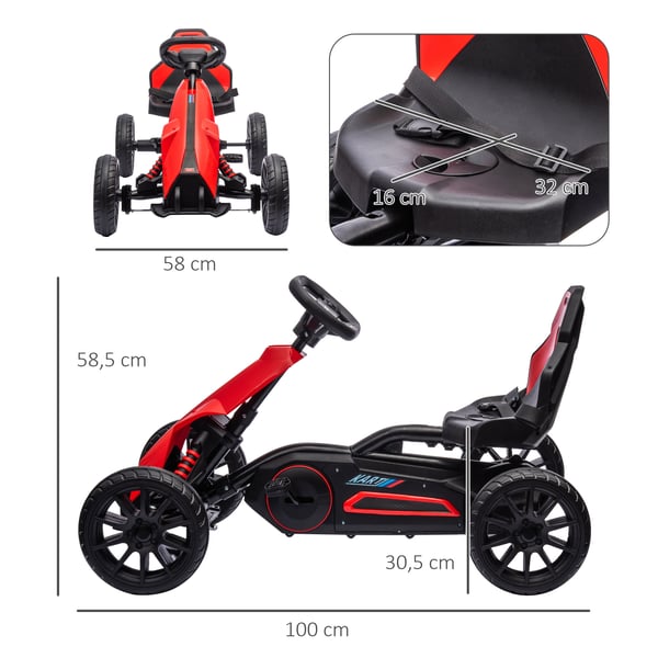 Go-Kart, 100x58x58,5 cm, Punainen