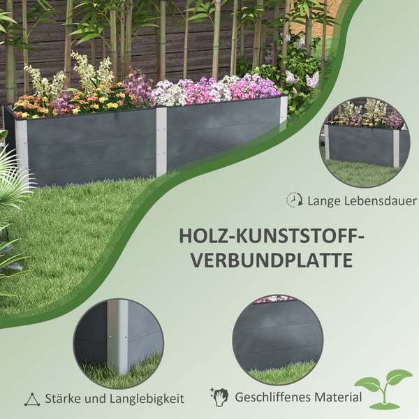 Hævet plantebed, 200x50x56 cm, grå