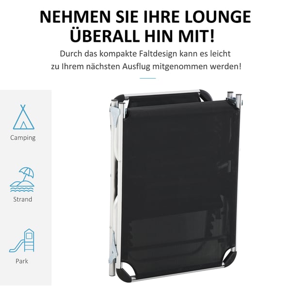 Solstol, 170x60x76 cm, Svart