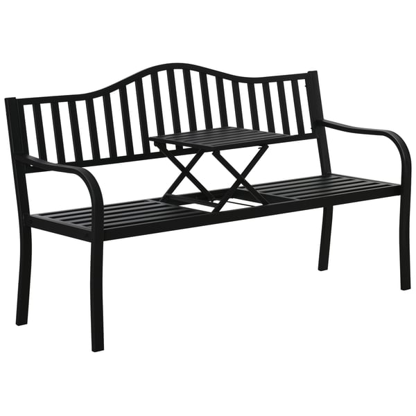 Havnebænk med udtrækkeligt bord, 150x58,5x90 cm, sort Havnebænk med udtrækkeligt bord, 150x58,5x90 cm, sort