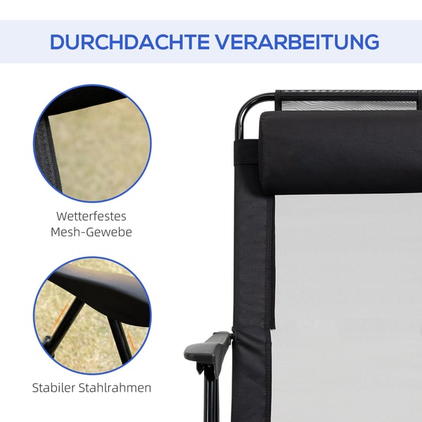 Sammenklappelig stol, 62x70x109 cm, sort