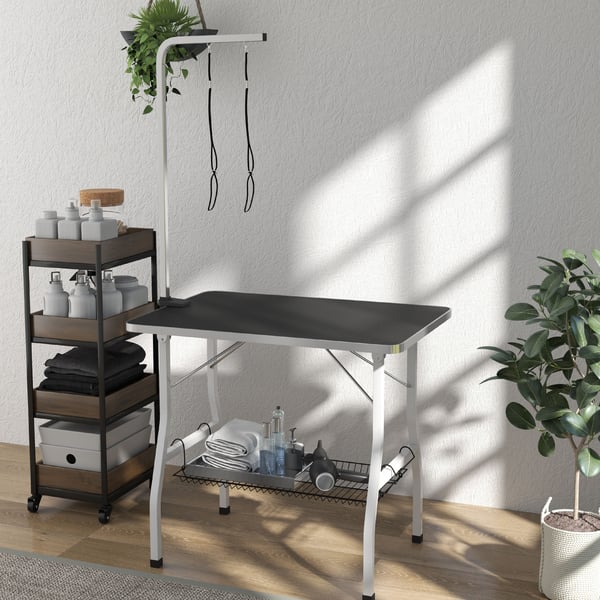 Bord til hundefrisering, 90x60x76 cm, sort og hvid