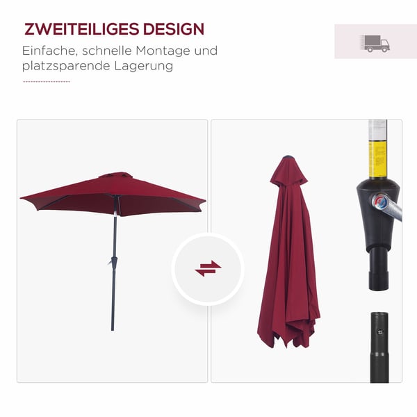 Parasol, 260x235 cm, Rød, Star