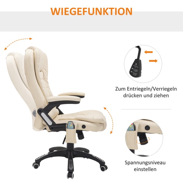 Massagestol til kontor, 62x68x121 cm, Beige
