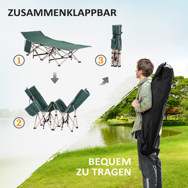 Camping Seng, 190x68x52 cm, Grøn