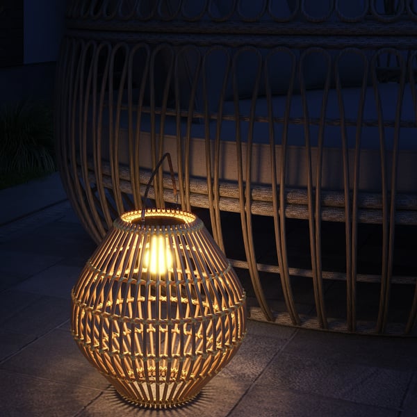 Solcellelampe, Trommedesign, 31x32 cm, Gul