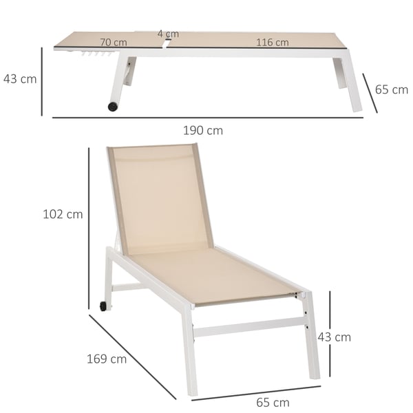 Solstol, 169x65x102 cm, Vit