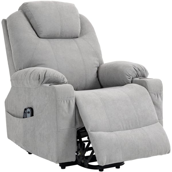 Lænestol med elektrisk løft, massage, varme, 90x101x107 cm, lysegrå