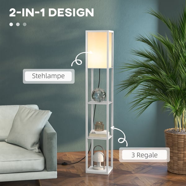 Gulvlampe, 26x26x160 cm, Hvid