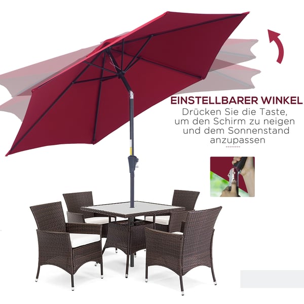 Parasol, 260x235 cm, Rød, Star
