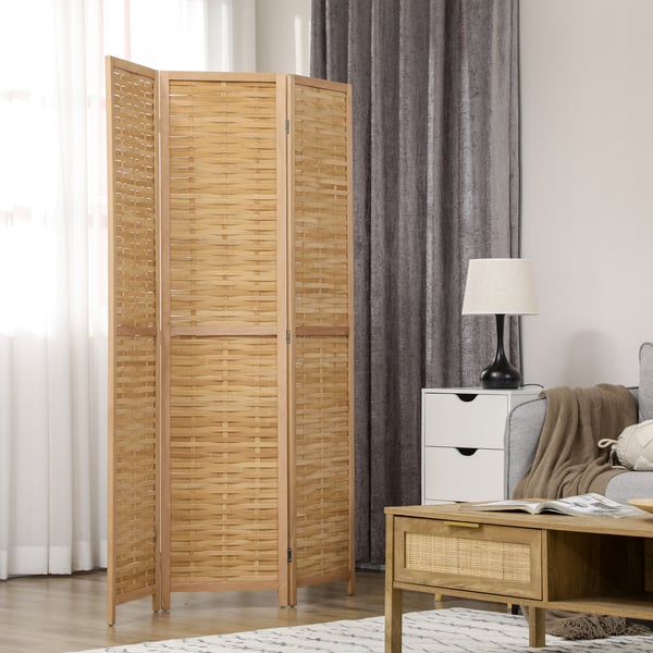 Rumdeler, foldbar bambusskærm, 120x170 cm, naturligt træ