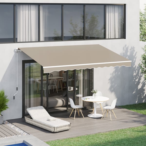 Markise, 395x245 cm, Hvid, Beige, metalstel