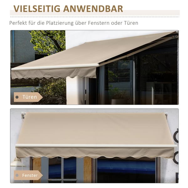 Markise, 395x245 cm, Hvid, Beige, metalstel