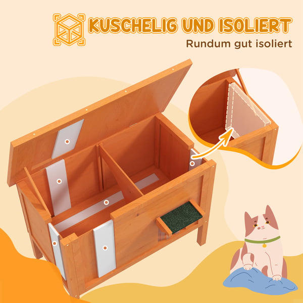 Kattegris, Træ, 60x60x81,5 cm, Orange