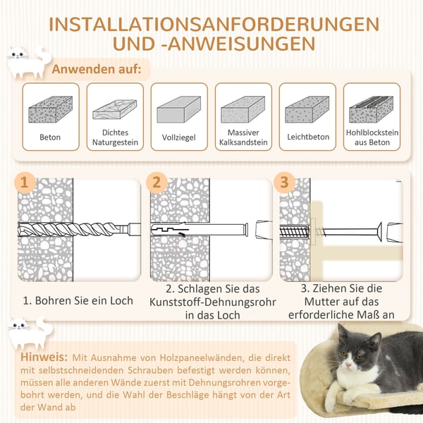 Klatrevæg til katte, 44x22x28 cm, beige