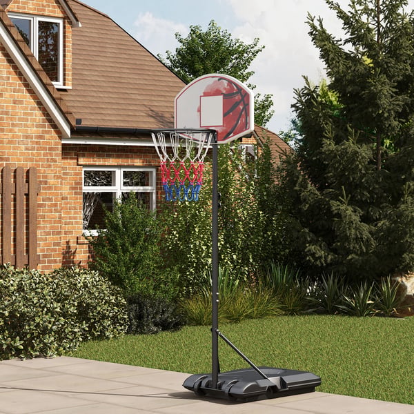 Basketballkurv med stativ, 179-209x39 cm, sort