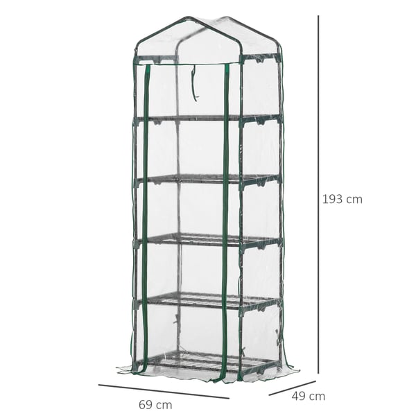Kasvihuone Mini, 69x49x193 cm, Läpinäkyvä Vihreä