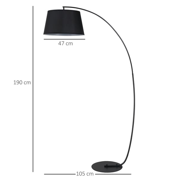 Gulvlampe, Metal, 105x47x190 cm, Sort