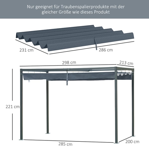 Pergolan korvaava katto, 286x245 cm, Tummanharmaa
