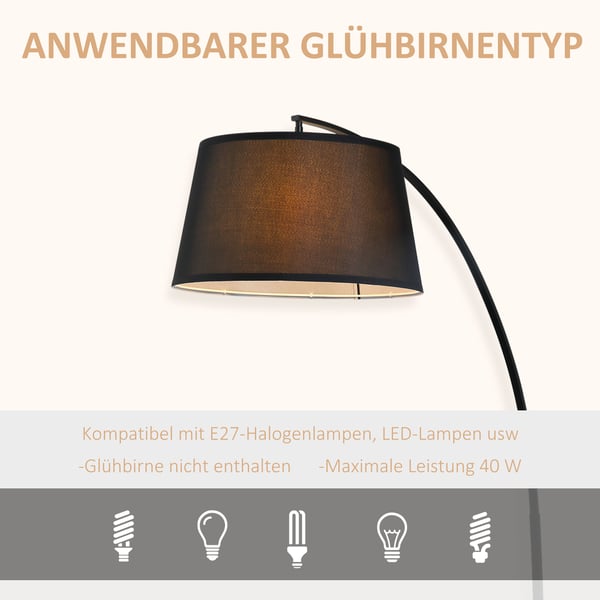 Gulvlampe, Metal, 105x47x190 cm, Sort