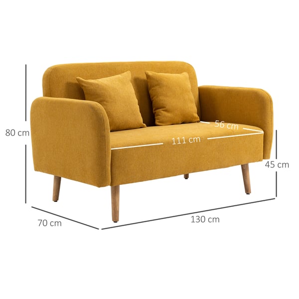 Loveseat-sohva, 130x70x80 cm, keltainen