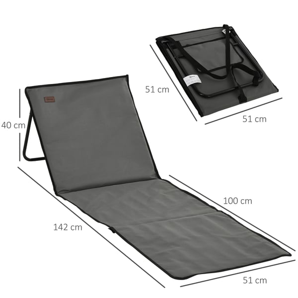 Strandstol, 142x51x40 cm, Grå