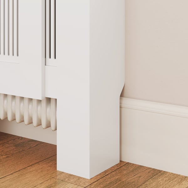 Radiatordæksel, 125-201x19x81,5 cm, Hvid