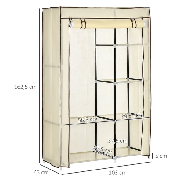 Stofskab, 103x43x162,5 cm, Creme