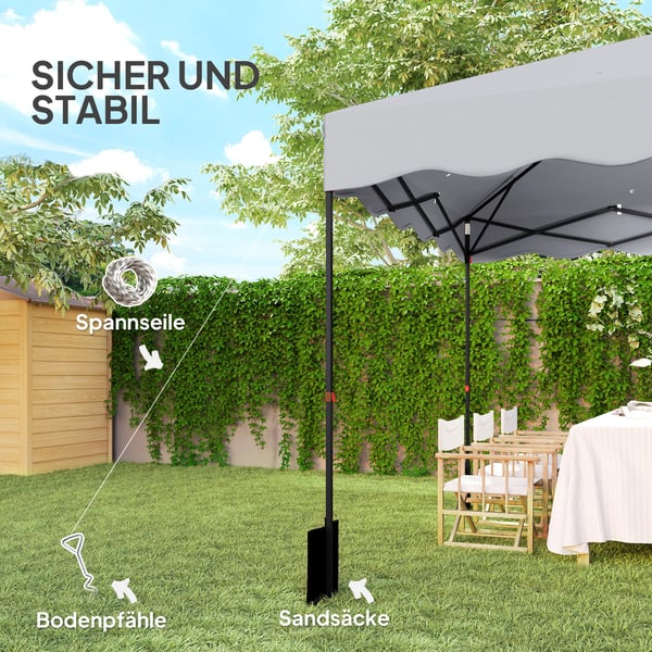 Pop-up Pavillon, 297x297x287 cm, Lysegrå