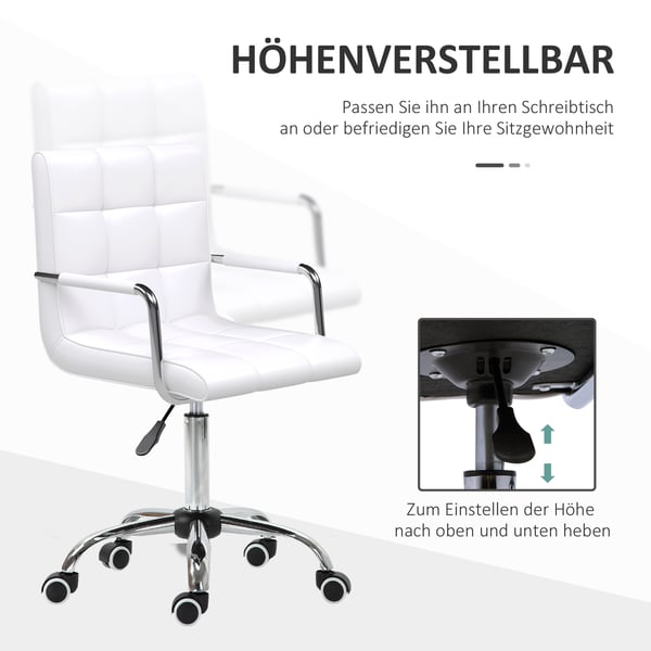 Kontorstol, 52,5x54x84-99 cm, Hvid