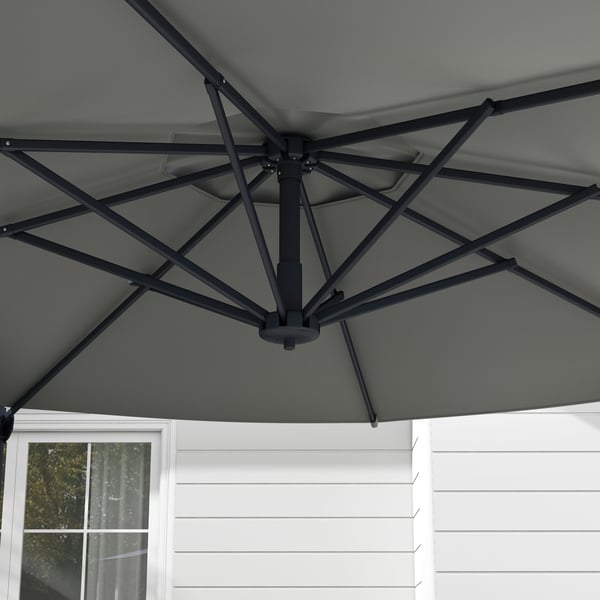 Fritstående parasol, 294x242 cm, mørkegrå