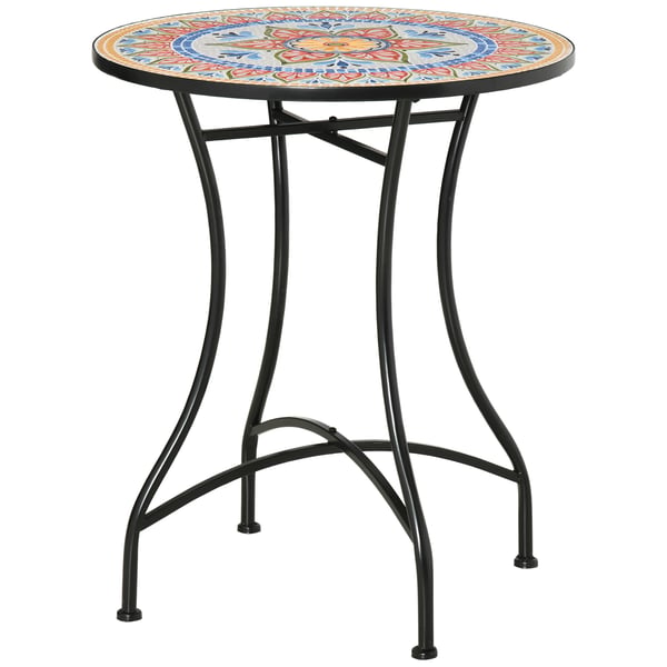 Havebord, mosaik bistrobord, 60x71 cm, rød blå hvid sort