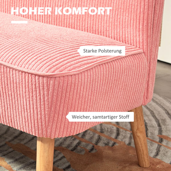 2-personers sofa, 117x56,5x77 cm, pink