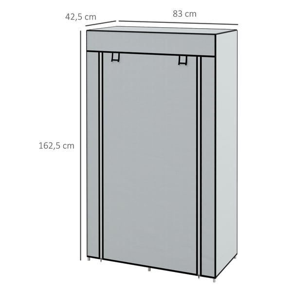 Stofgarderobe, 83x42,5x162,5 cm, Lysegrå