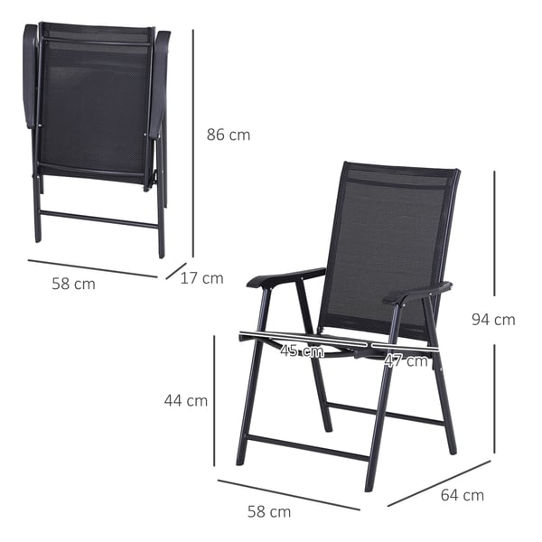 Retkeilytuolisetti, 58x64x94 cm, musta