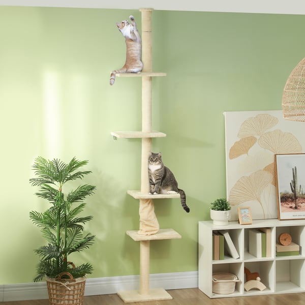 Kattetræ, 42,5x26,5x225-275 cm, Creme