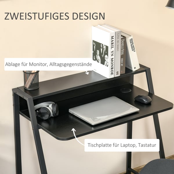 Computerskrivebord, 84x45x85 cm, Sort