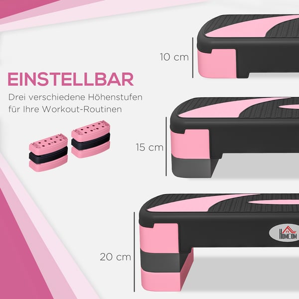 Aerobic Stepper, 80x31x20 cm, Sort Pink Grå