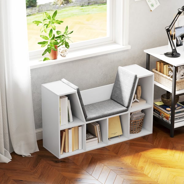 Bogreol med pude, 105x30x63 cm, hvid