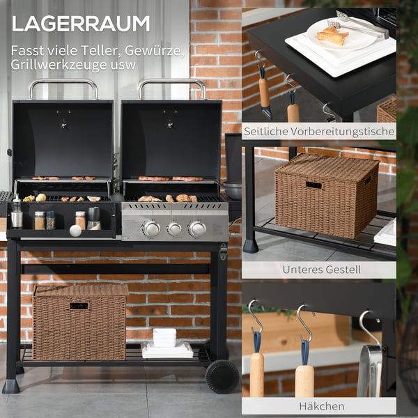Gasolgrill, 161x53x101 cm, Svart