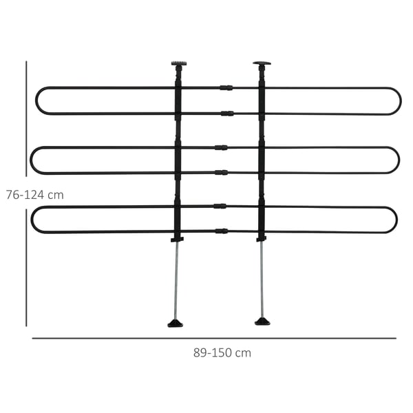 Bagagerumsadskiller, justerbar stål, 89-150x76-124 cm, sort