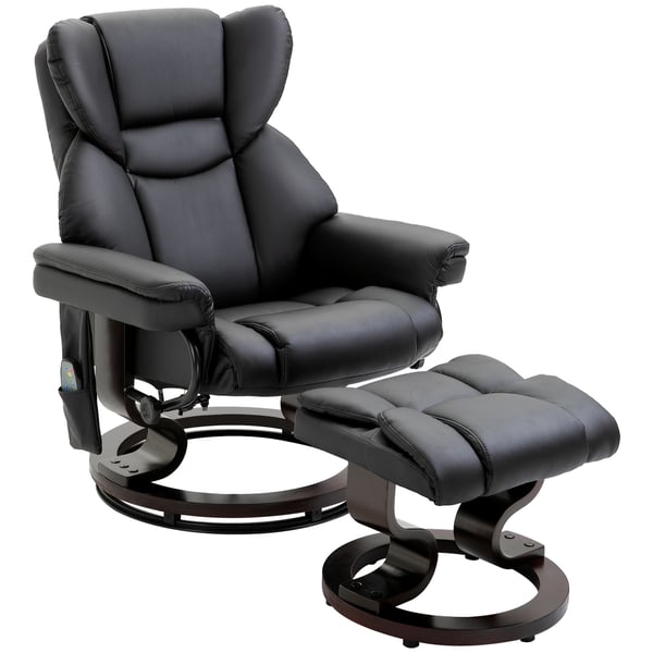 Lænestol med massagefunktion og fodskammel, 79x82x101 cm, sort
