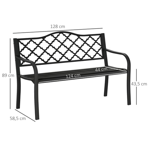 Trädgårdsbänk, 128x58,5x89 cm, Svart
