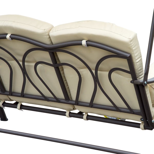 Haveswing, 3-personers med baldakin, 120x208x172 cm, beige brun