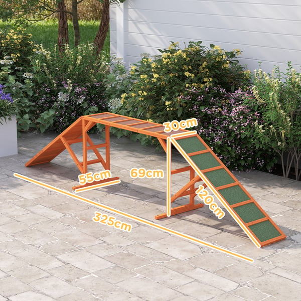 Hund Agility Rampe, 325x55x69 cm, Orange
