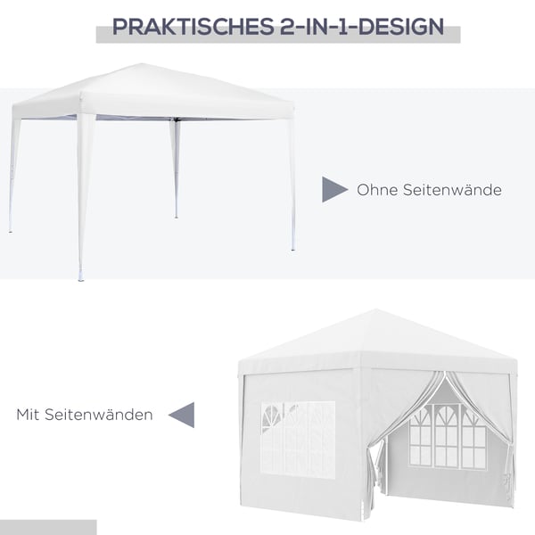 Sammenklappelig pavillon, 295x295x258 cm, hvid