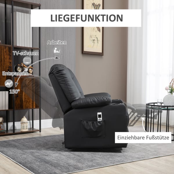 Massagestol med vippefunktion, 90x98x102 cm, Sort