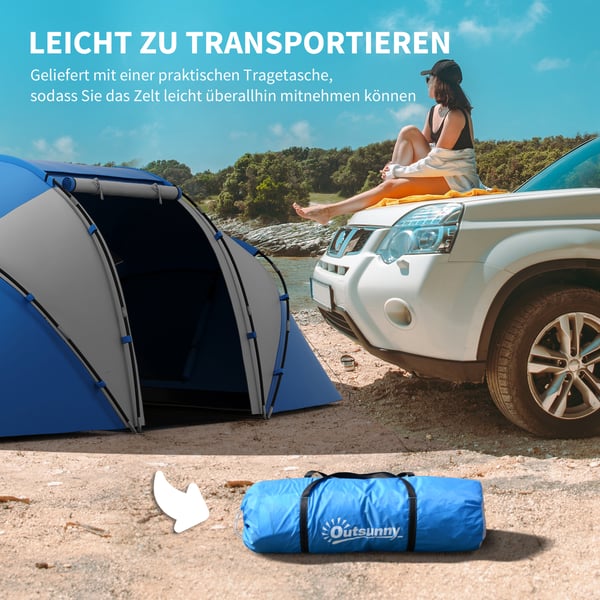 Camping Telt, 430x240x170 cm, Blå, Vandtæt Stof